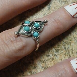 Size 3.5 Ring. NWT. Silver & Teal Colors. Aztec Petite Eclectic Rare B